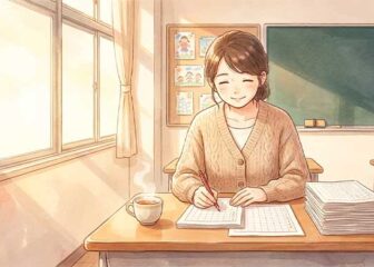 作文添削に丁寧なコメントをする教員